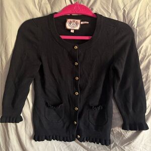EUC Juicy Couture Black Cardigan with Gold Buttons size Small